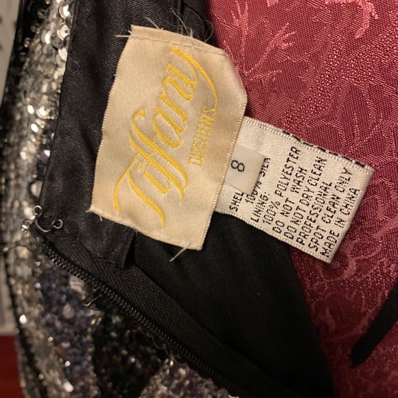 TIFFANY’S BLACK & SILVER SEQUINED LONG FORMAL - Picture 6 of 9